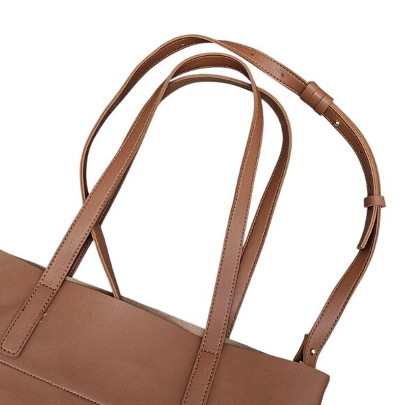 Henny + Lev DANIELLE New Vegan Leather Everyday 2-in-1 Tan Tote Shoulder Bag - Picture 8 of 12